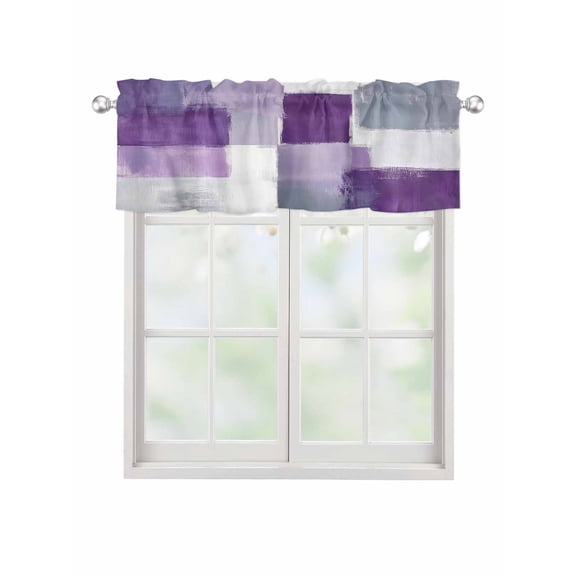 Valances for Windows Pruple Grey Rod Pocket Cafe Window Treatments Valance Curtains for Kitchen Bathroom Laundry Basement Windows 42"x12"