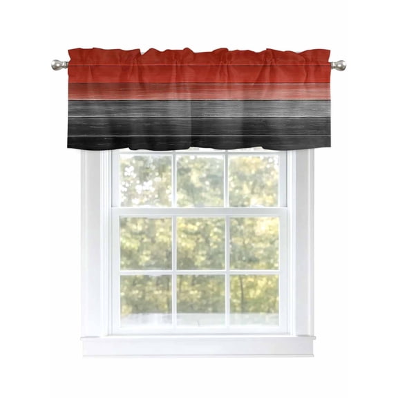 Valances for Windows Red Black Rod Pocket Cafe Window Treatments Valance Curtains for Kitchen Bathroom Laundry Basement Windows 42"x12"