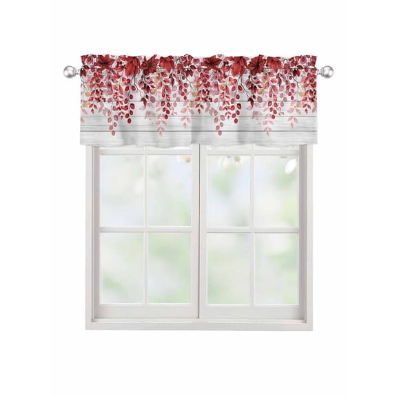 Valances for Windows Red Eucalyptus Rod Pocket Cafe Window Treatments Valance Curtains for Kitchen Bathroom Laundry Basement Windows 42"x12"