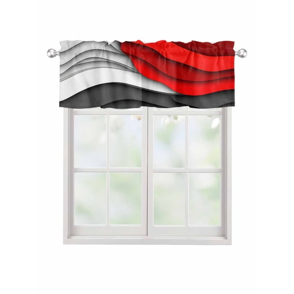Valances for Windows Red Gray Rod Pocket Cafe Window Treatments Valance Curtains for Kitchen Bathroom Laundry Basement Windows 60"x14"