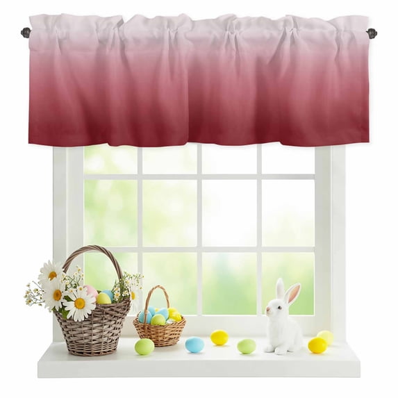 Valances for Windows Red White Ombre Art Rod Pocket Short Curtain for Bathroom Living Room Bedroom Color Gradient 1 Panel 42x12in