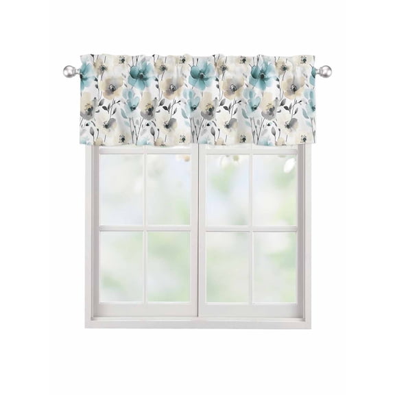 Valances for Windows Retro Aqua Rod Pocket Cafe Window Treatments Valance Curtains for Kitchen Bathroom Laundry Basement Windows 42"x12"