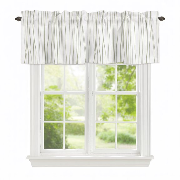 Valances for Windows Retro Sage Green Line Rod Pocket Short Curtain for Bathroom Living Room Bedroom Abstract Geometric Art 1 Panel 42x12in