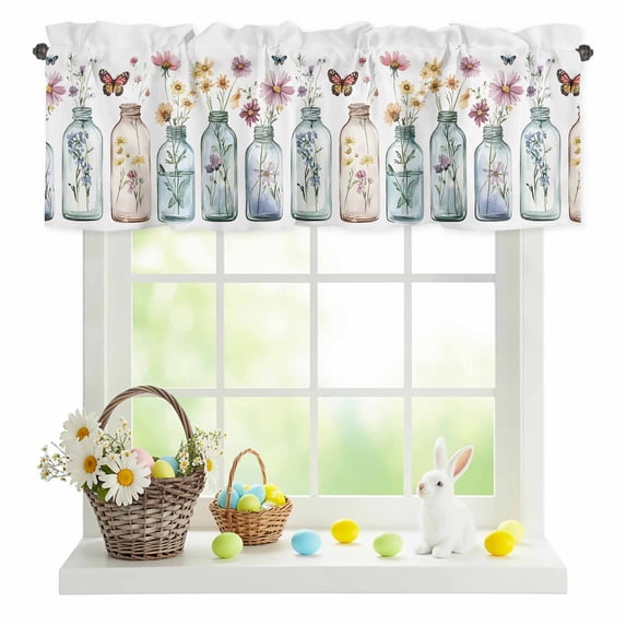 Valances for Windows Rod Pocket Short Curtain for Bathroom Living Room Bedroom 1 Panel 42x12in