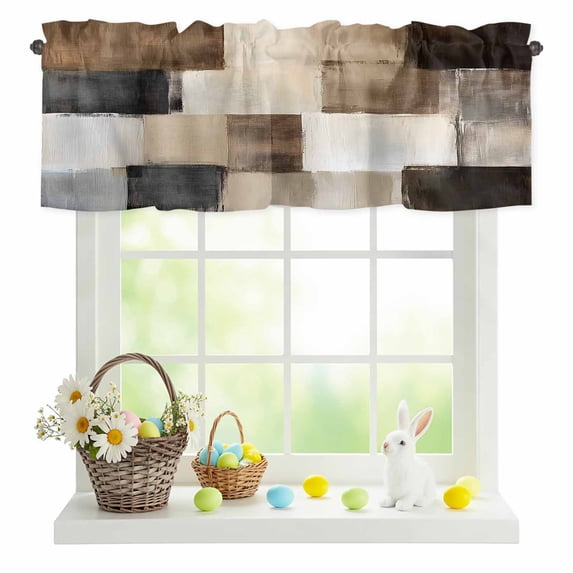 Valances for Windows Rod Pocket Short Curtain for Bathroom Living Room Bedroom 1 Panel 42x12in
