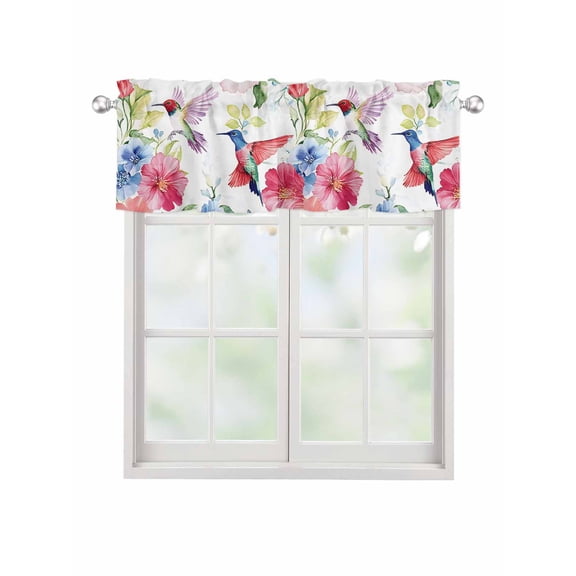 Valances for Windows Rustic Watercolor Rod Pocket Cafe Window Treatments Valance Curtains for Kitchen Bathroom Laundry Basement Windows 42"x12"