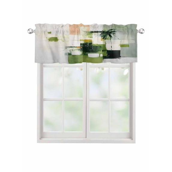 Valances for Windows Sage Green Brush Rod Pocket Cafe Window Treatments Valance Curtains for Kitchen Bathroom Laundry Basement Windows 56"x16"