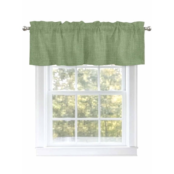Valances for Windows Sage Green Linen Rod Pocket Cafe Window Treatments Valance Curtains for Kitchen Bathroom Laundry Basement Windows 42"x12"