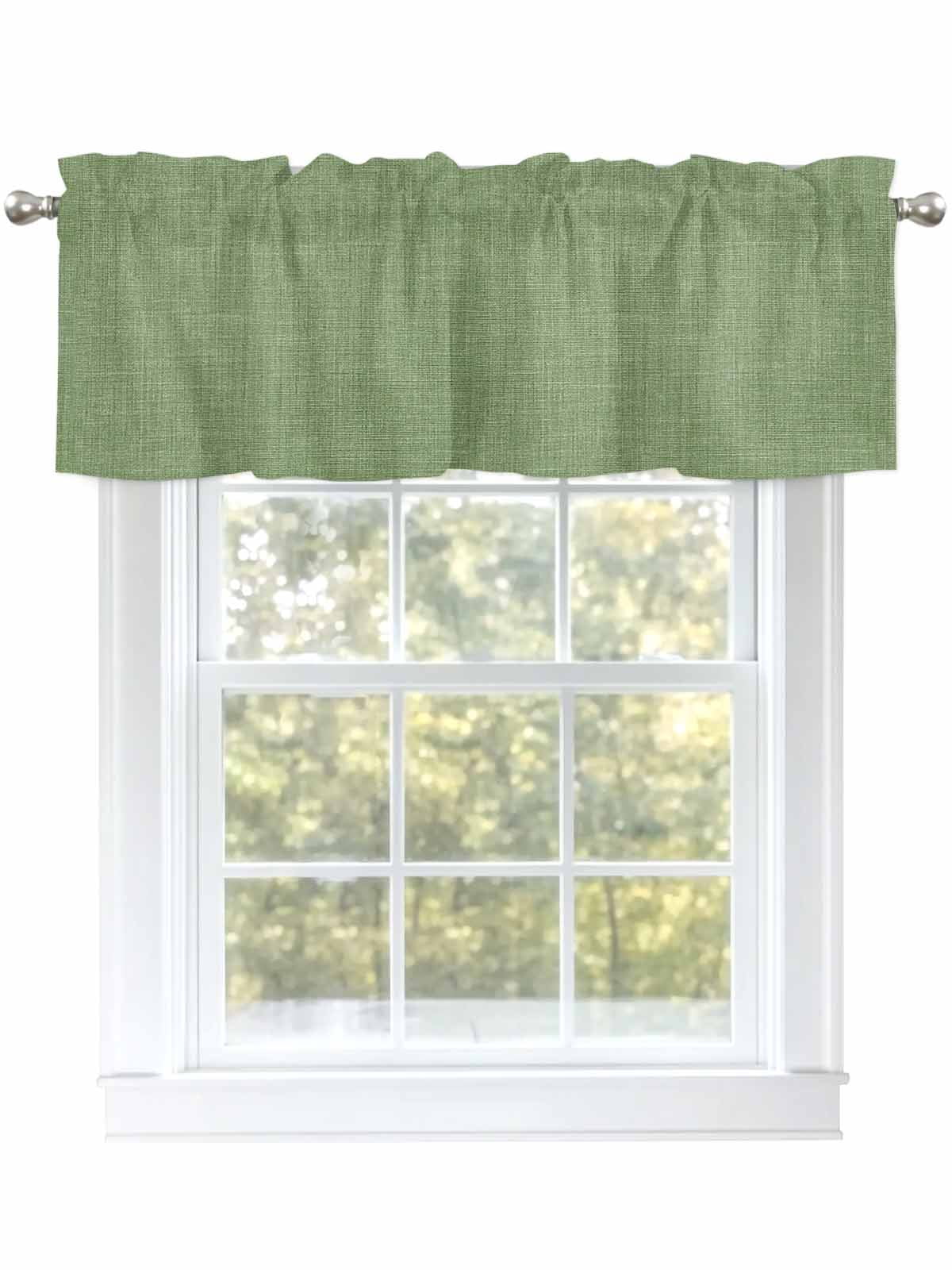 Valances for Windows Sage Green Linen Rod Pocket Cafe Window Treatments Valance Curtains for Kitchen Bathroom Laundry Basement Windows 60"x18"