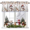 thumbnail image 1 of Valances for Windows Snowman Reindeer Winter Snow Rod Pocket Short Curtain for bathroom living room bedroom Pine Tree Leaves on White 1 Panel 42x12in, 1 of 7