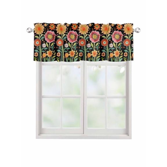 Valances for Windows Spring Boho Rod Pocket Cafe Window Treatments Valance Curtains for Kitchen Bathroom Laundry Basement Windows 54"x18"