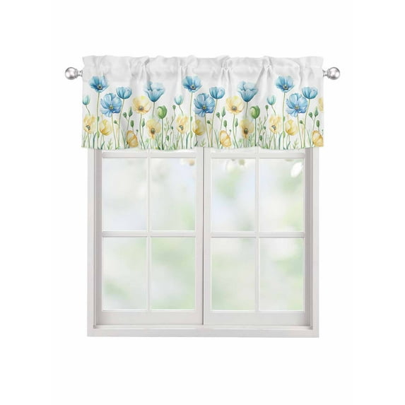 Valances for Windows Spring Floral Rod Pocket Cafe Window Treatments Valance Curtains for Kitchen Bathroom Laundry Basement Windows 60"x18"