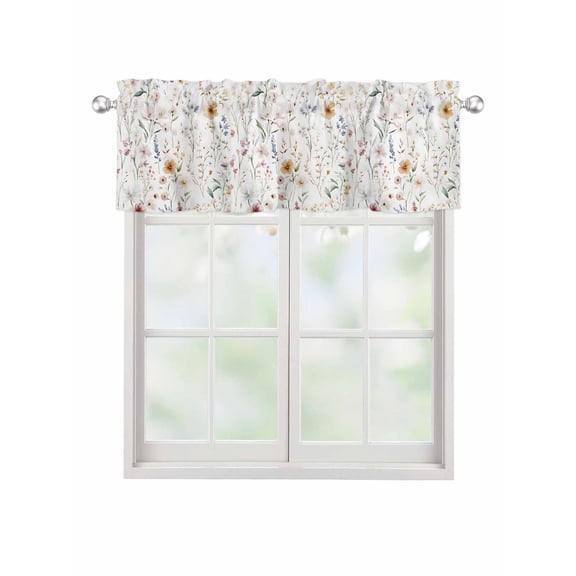 Valances for Windows Spring Flowers Rod Pocket Cafe Window Treatments Valance Curtains for Kitchen Bathroom Laundry Basement Windows 42"x12"