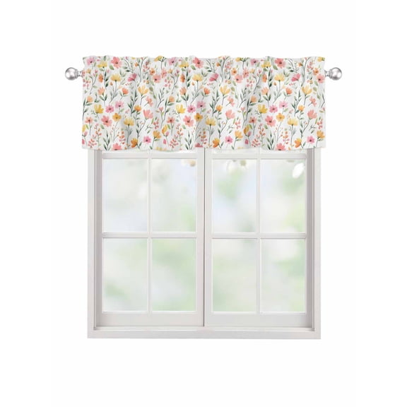 Valances for Windows Spring Rustic Rod Pocket Cafe Window Treatments Valance Curtains for Kitchen Bathroom Laundry Basement Windows 42"x18"