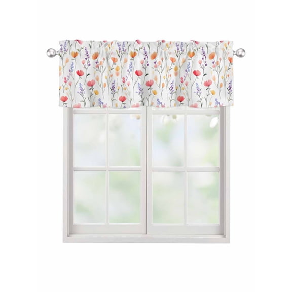 Valances for Windows Spring Rustic Rod Pocket Cafe Window Treatments Valance Curtains for Kitchen Bathroom Laundry Basement Windows 42"x18"
