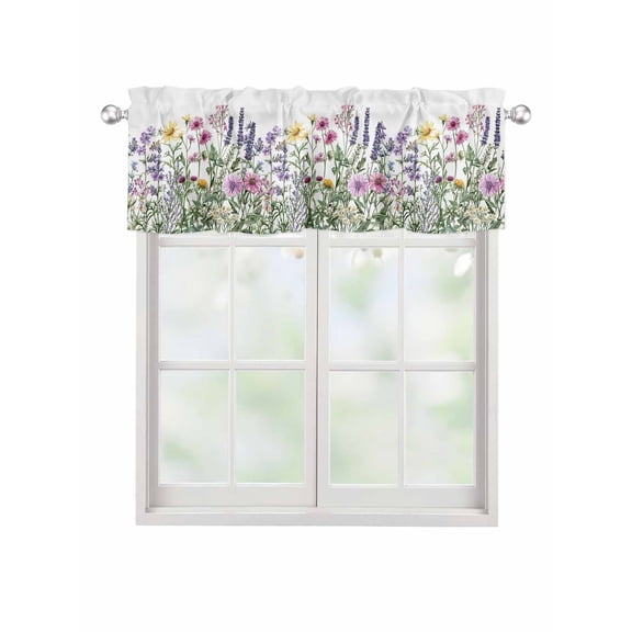 Valances for Windows Spring Rustic Leaf Rod Pocket Cafe Window Treatments Valance Curtains for Kitchen Bathroom Laundry Basement Windows 42"x18"