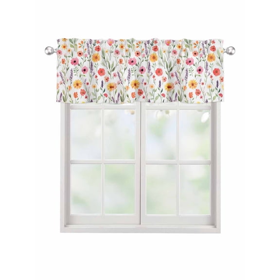 Valances for Windows Spring Rustic Rod Pocket Cafe Window Treatments Valance Curtains for Kitchen Bathroom Laundry Basement Windows 42"x18"