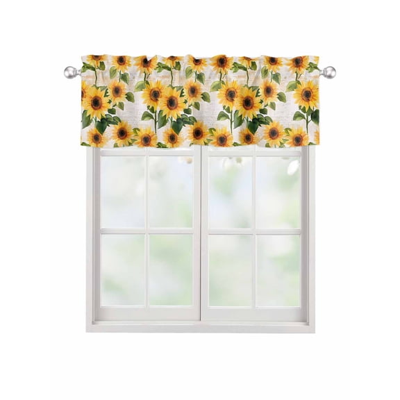 Valances for Windows Sunflower Rod Pocket Cafe Window Treatments Valance Curtains for Kitchen Bathroom Laundry Basement Windows 60"x18"