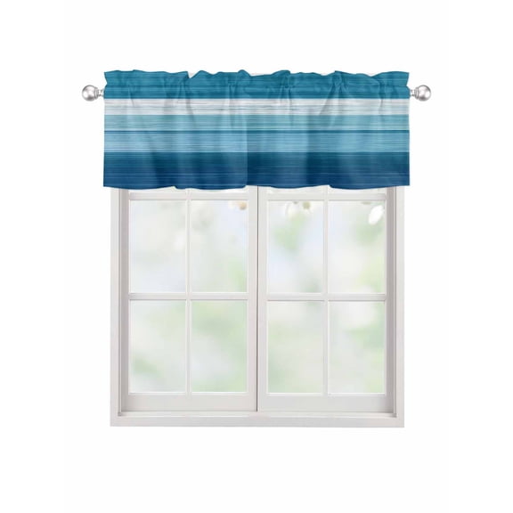 Valances for Windows Teal Blue Leaf Rod Pocket Cafe Window Treatments Valance Curtains for Kitchen Bathroom Laundry Basement Windows 42"x12"