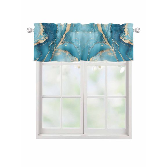 Valances for Windows Teal Blue Rod Pocket Cafe Window Treatments Valance Curtains for Kitchen Bathroom Laundry Basement Windows 42"x12"
