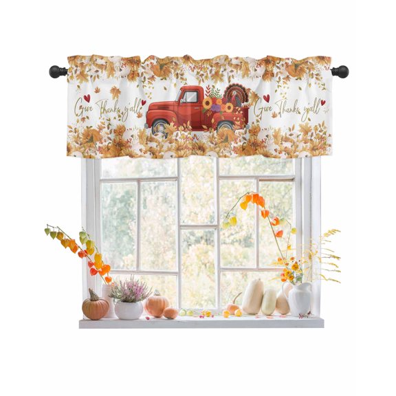 Valances for Windows Thanks Y'all Rod Pocket Cafe Window Treatments Valance Curtains for Kitchen Bathroom Laundry Basement Windows 56"x16"