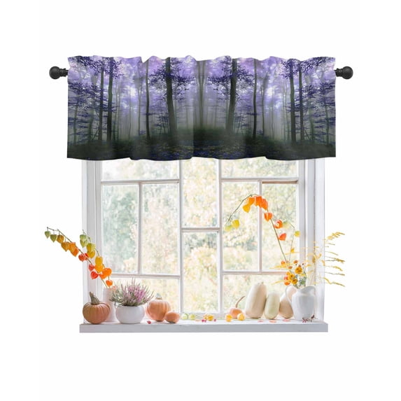 Valances for Windows Thanksgiving Fall Rod Pocket Cafe Window Treatments Valance Curtains for Kitchen Bathroom Laundry Basement Windows 54"x18"