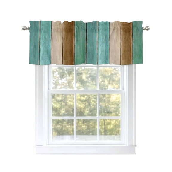 Valances for Windows Turquoise Brown Rod Pocket Cafe Window Treatments Valance Curtains for Kitchen Bathroom Laundry Basement Windows 42"x12"