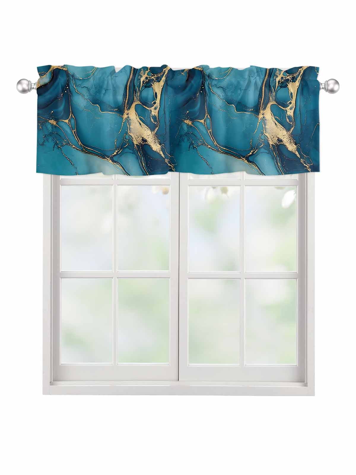 Valances for Windows Turquoise Gold Rod Pocket Cafe Window Treatments ...