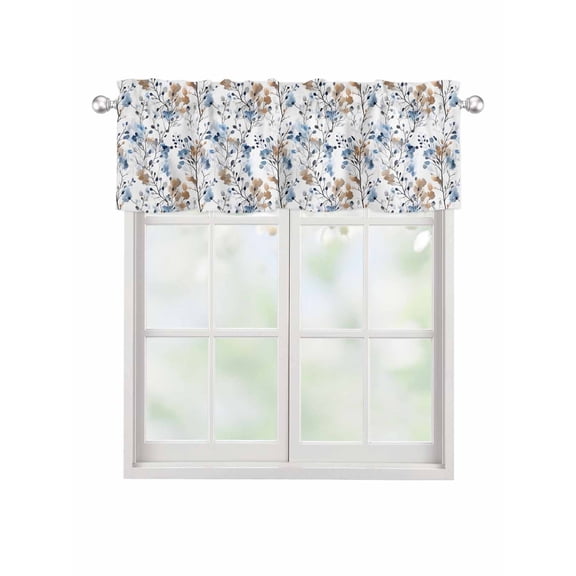 Valances for Windows Vintage Blue Rod Pocket Cafe Window Treatments Valance Curtains for Kitchen Bathroom Laundry Basement Windows 60"x14"