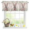 thumbnail image 1 of Valances for Windows Vintage Easter Rabbits Rod Pocket Short Curtain for Bathroom Living Room Bedroom Eucalyptus Trees Pink Flowers 1 Panel 42x12in, 1 of 9