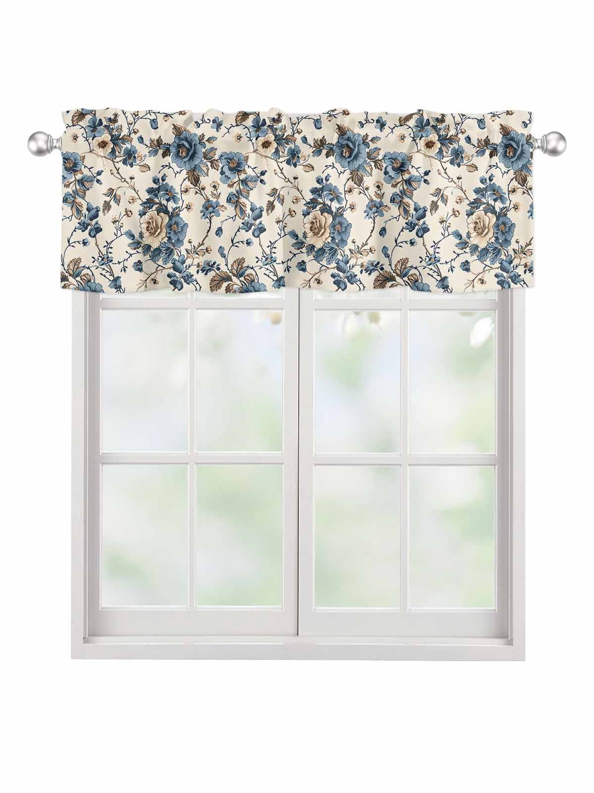 Valances for Windows Vintage Floral Rod Pocket Cafe Window Treatments ...