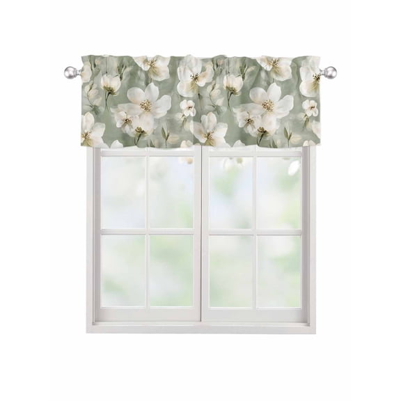 Valances for Windows Vintage Magnolia Rod Pocket Cafe Window Treatments Valance Curtains for Kitchen Bathroom Laundry Basement Windows 42"x12"
