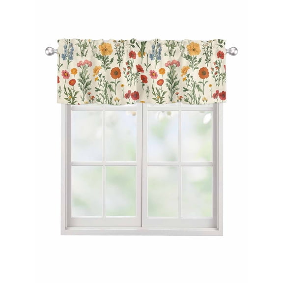Valances for Windows Vintage Style Rod Pocket Cafe Window Treatments Valance Curtains for Kitchen Bathroom Laundry Basement Windows 54"x18"