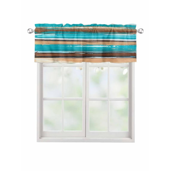 Valances for Windows Vintage Turquoise Rod Pocket Cafe Window Treatments Valance Curtains for Kitchen Bathroom Laundry Basement Windows 60"x18"