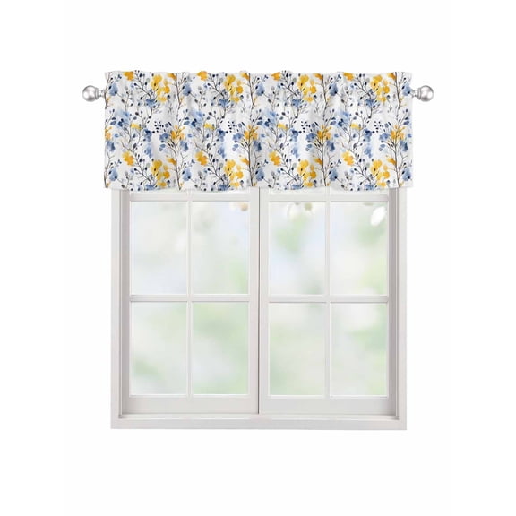 Valances for Windows Vintage Yellow Rod Pocket Cafe Window Treatments Valance Curtains for Kitchen Bathroom Laundry Basement Windows 42"x12"