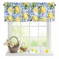 thumbnail image 1 of Valances for Windows Watercolor Farm Lemon Green Leaves Rod Pocket Short Curtain for Bathroom Living Room Bedroom Vintage Blue Plaid 1 Panel 42x12in, 1 of 9
