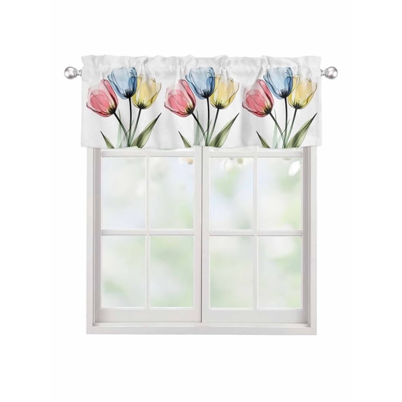 Valances for Windows X-ray Tulips Leaf Rod Pocket Cafe Window Treatments Valance Curtains for Kitchen Bathroom Laundry Basement Windows 42"x12"