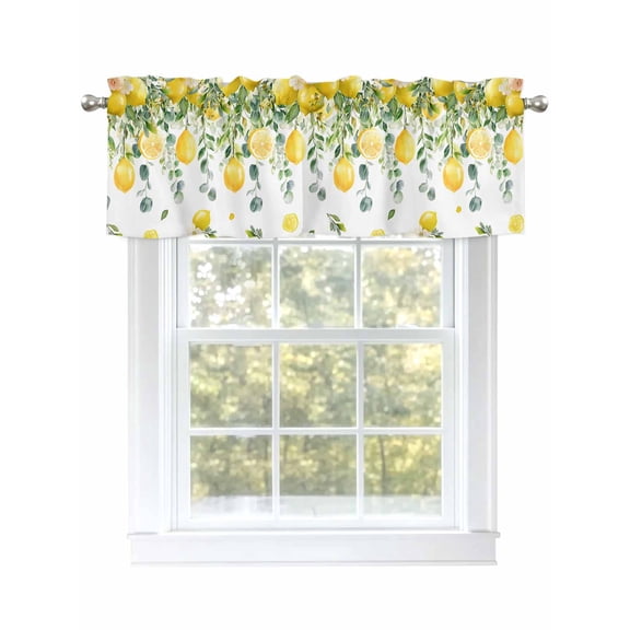 Valances for Windows Yellow Lemon Rod Pocket Cafe Window Treatments Valance Curtains for Kitchen Bathroom Laundry Basement Windows 54"x18"