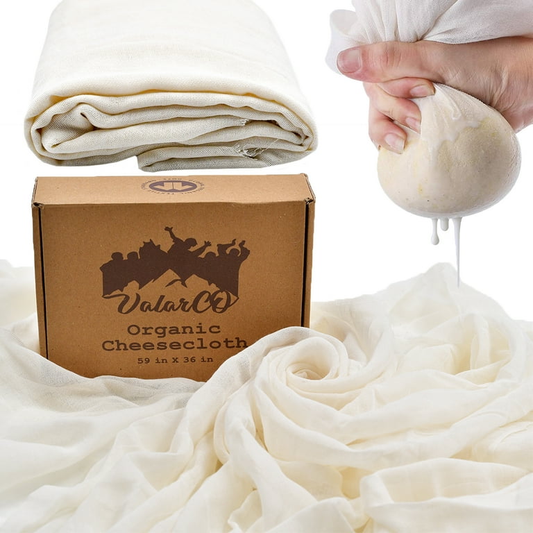 ValarCO Organic Cheesecloth for Food Straining, GOTS Certified, Reusable,  Unbleached Cotton Large 15 sqft - Walmart.com