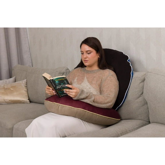 Valari Seated Support Pillow For Crafting, Gaming, Reading and Post Surgery. Premium Edition, two tone, piping, metal clips in velvet or suede material