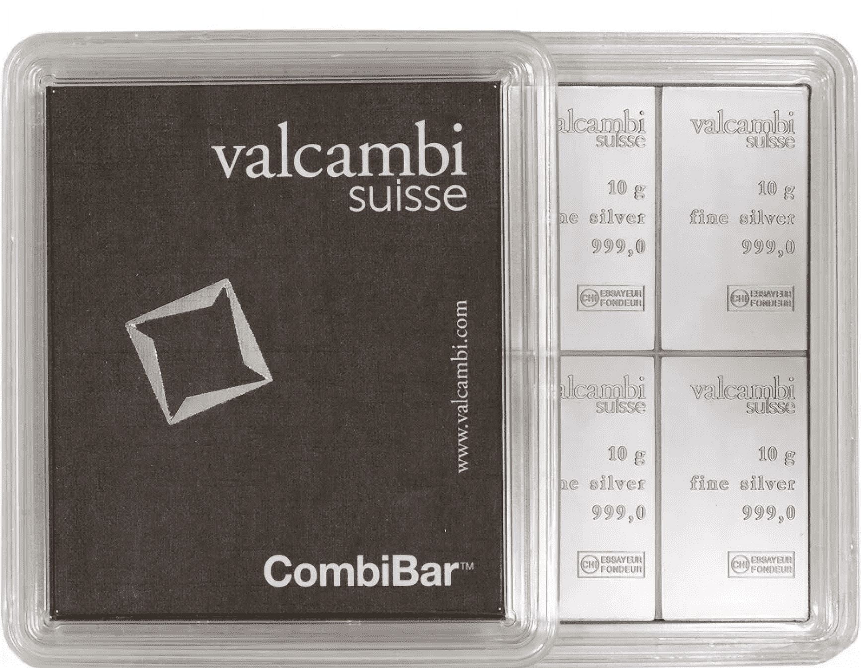 Valcambi 10 x 10 Gram Silver Bar CombiBar (100 Gram Total) - In Assay Card