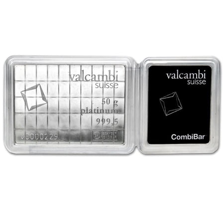 Valcambi 50x1 Gram Platinum CombiBar (50 Gram Total) - In Assay Card
