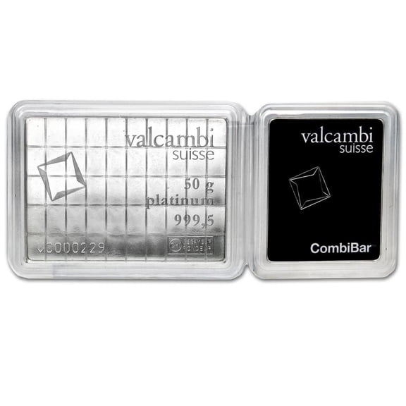 Valcambi 50x1 Gram Platinum CombiBar (50 Gram Total) - In Assay Card
