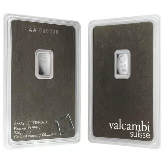Valcambi Suisse 1 Gram Platinum Bar - In Assay Card