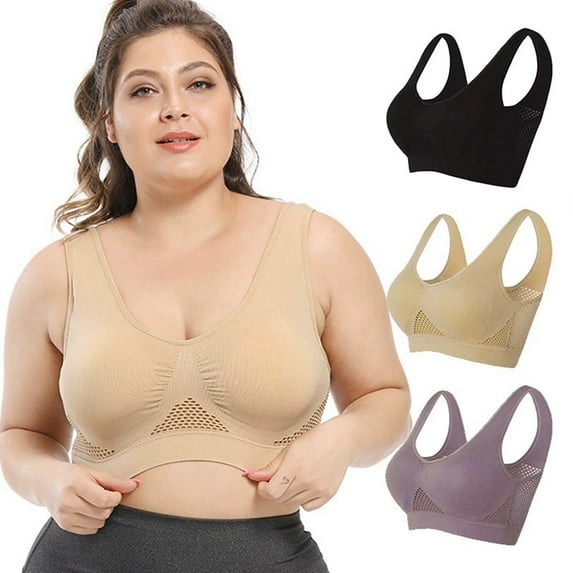 Valcatch 3/5-pack Women's Wireless Sports Bra Breathable Seamless Full Coverage No Underwire Mesh Bras Daily Bra
