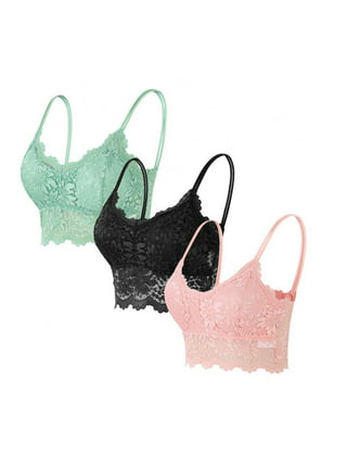 Lace Bralettes for Women Bralette Padded Lace Bandeau Bra Strappy Cami Bra  Crop Tank Top Wirefree Everyday Bra 
