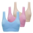 thumbnail image 1 of Valcatch 3 Pack Sports Bras for Women Seamless Wirefree Comfort Back Smoothing Underwear with Pads Push up Bra Plus Size(Beige/Blue/Pink,XL), 1 of 8
