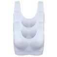 thumbnail image 1 of Valcatch 3 Pack Sports Bras for Women Wirefree Mesh Breathable Underwear with Pads Push up Bra Plus Size(White,L), 1 of 5