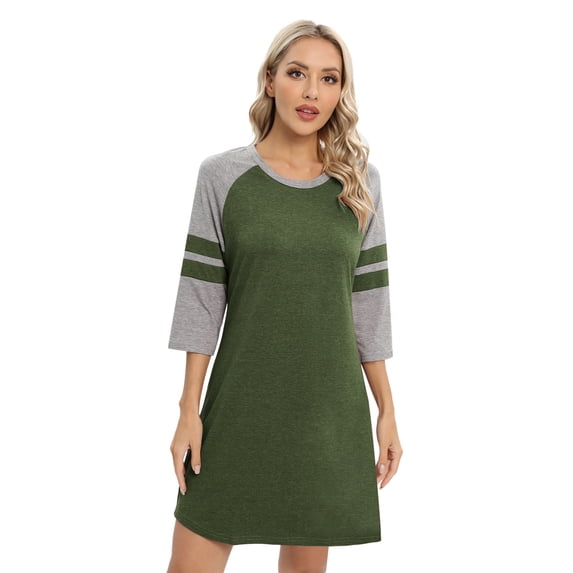 Valcatch Family Matching Nightgowns Women's 3/4 Sleeve Crew Neck Loungewear Loose Soft Comfy NightShirts