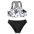 thumbnail image 1 of Valcatch Girl's Two Piece Swimsuit Graphic Print Ruffle Flounce Cute Bikini Set Bathing Suit, 1 of 6
